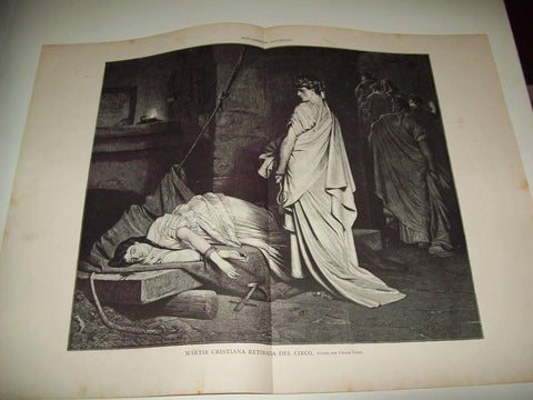 LAMINA ILUSTRACION ARTISTICA 19776: Martir cristiana retirada del circo, por C. Piloty
