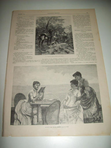 LAMINA ILUSTRACION ARTISTICA 19792: Junto al mar, por G. Bos