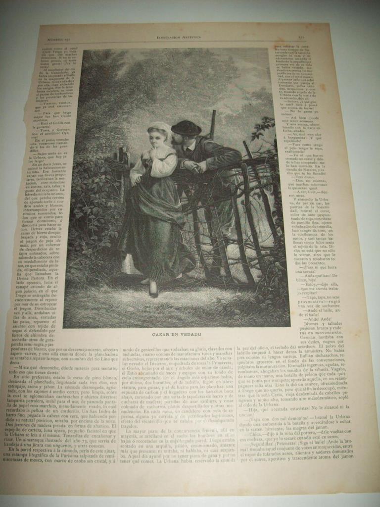 LAMINA ILUSTRACION ARTISTICA 19784: Cazar en vedado