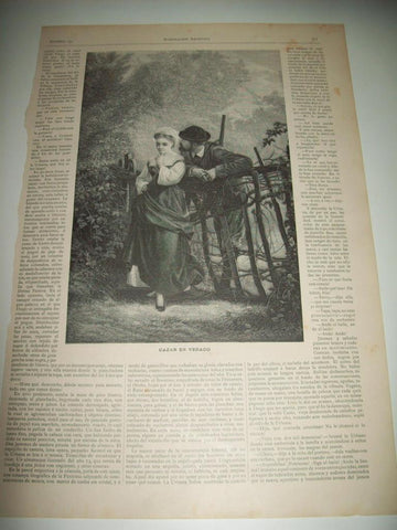 LAMINA ILUSTRACION ARTISTICA 19784: Cazar en vedado