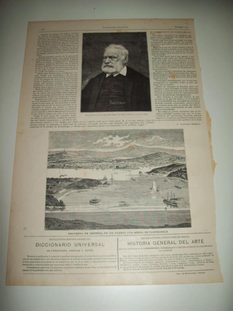 LAMINA ILUSTRACION ARTISTICA 19730: Proyecto de defensa de un puerto por torpedos