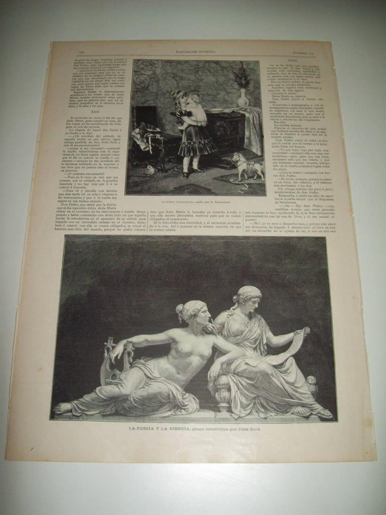 LAMINA ILUSTRACION ARTISTICA 19728: La Poesia y la Ciencia, por J. Benk