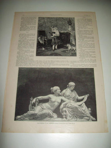 LAMINA ILUSTRACION ARTISTICA 19728: La Poesia y la Ciencia, por J. Benk