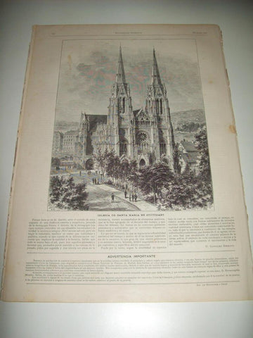 LAMINA ILUSTRACION ARTISTICA 19717: Iglesia de Santa Maria en Stuttgart