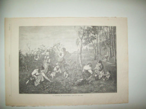LAMINA ILUSTRACION ARTISTICA 19733: La cosecha de frambuesas, por J. Adam