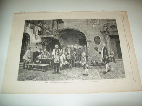 LAMINA ILUSTRACION ARTISTICA 19752: Jose II visitando el cuartel de invalidos