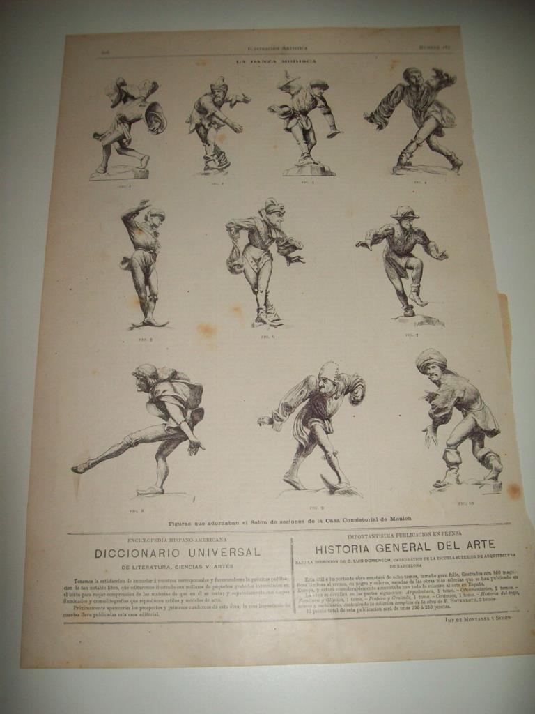 LAMINA ILUSTRACION ARTISTICA 19748: La danza morisca en el Ayuntamiento de Munich