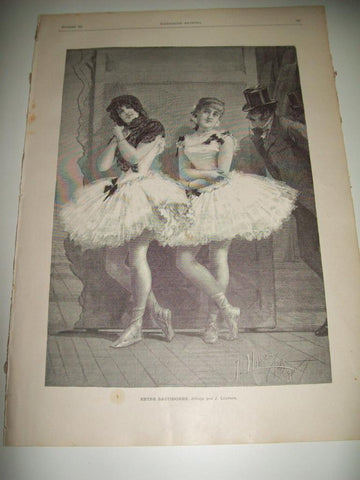 LAMINA ILUSTRACION ARTISTICA 19743: Entre bastidores, por J. Llovera