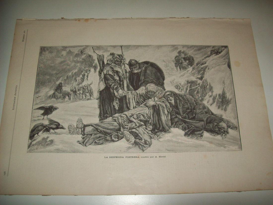 LAMINA ILUSTRACION ARTISTICA 19742: La despedida postrera, por A. Hirchl