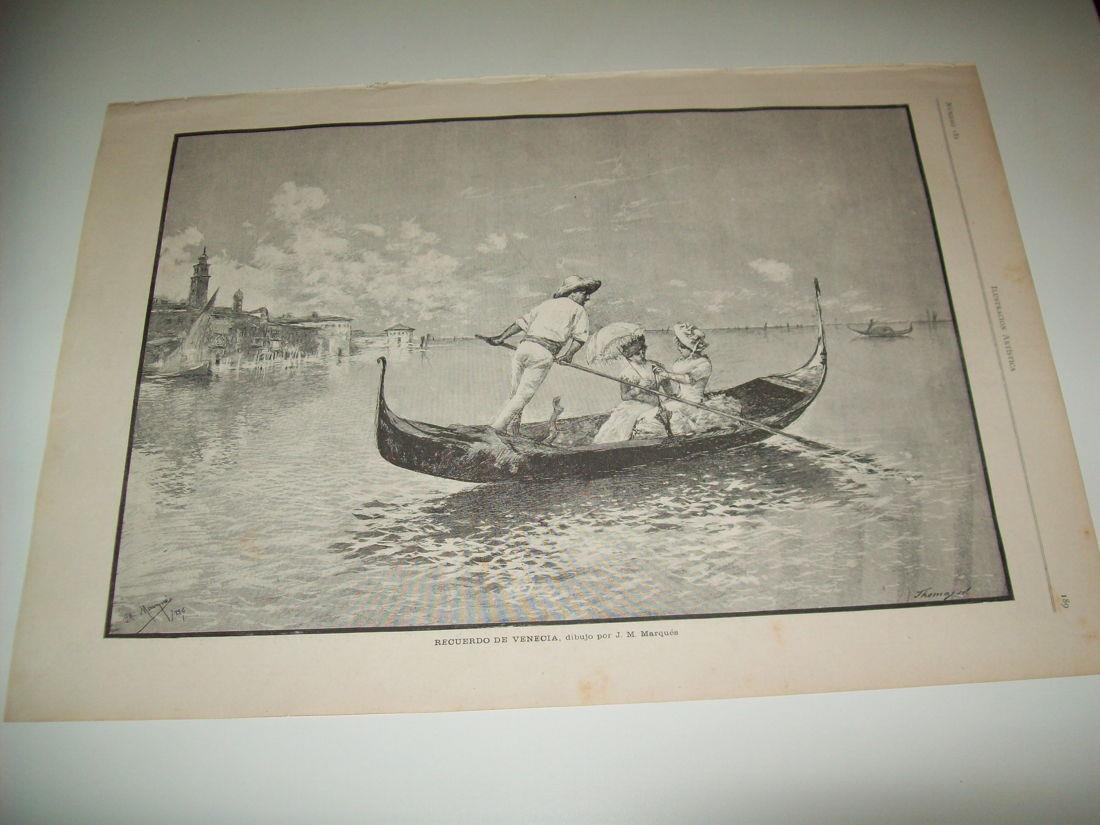 LAMINA ILUSTRACION ARTISTICA 19738: Recuerdos de Venecia, Italia