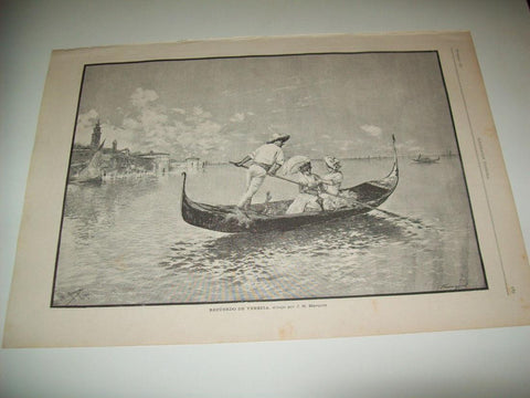 LAMINA ILUSTRACION ARTISTICA 19738: Recuerdos de Venecia, Italia