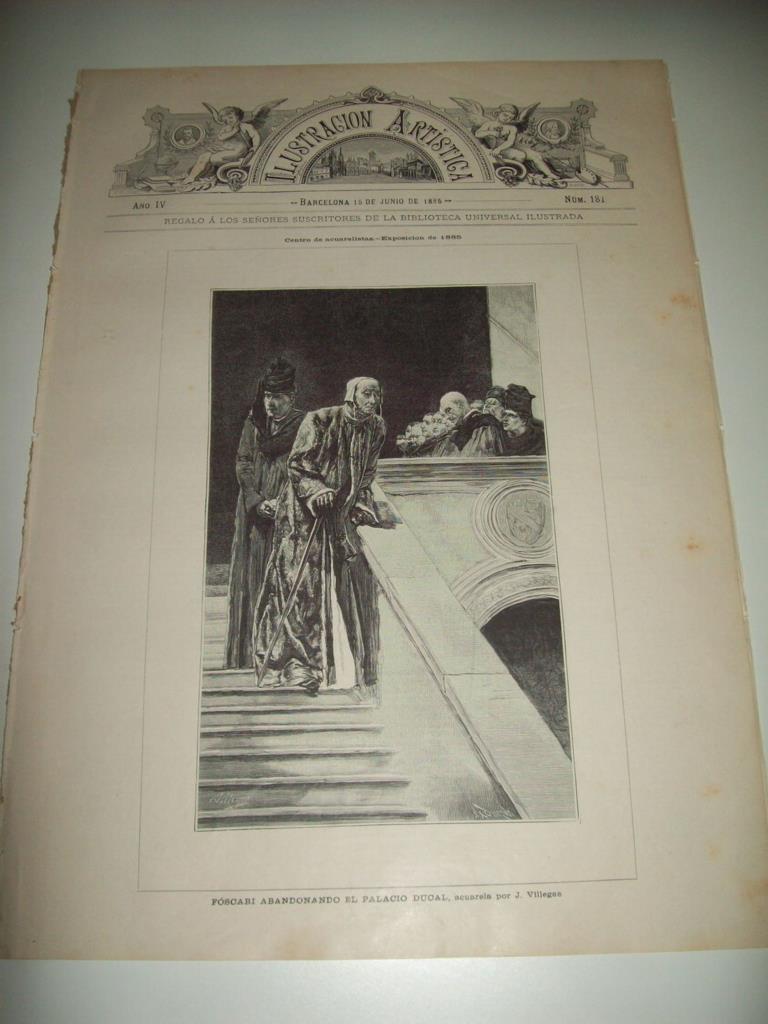LAMINA ILUSTRACION ARTISTICA 19736: Foscari abandonando el Palacio Ducal
