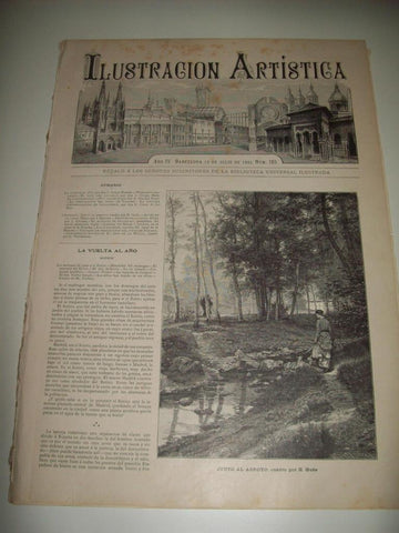 LAMINA ILUSTRACION ARTISTICA 19754:Junto al arroyo, por H. Gude
