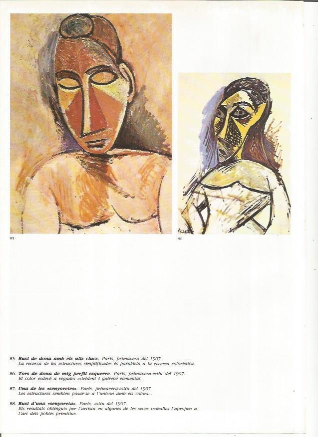 LAMINA 19395: Busto de mujer con dos ojos huecos y Torso de mujer de medio perfil izquierdo