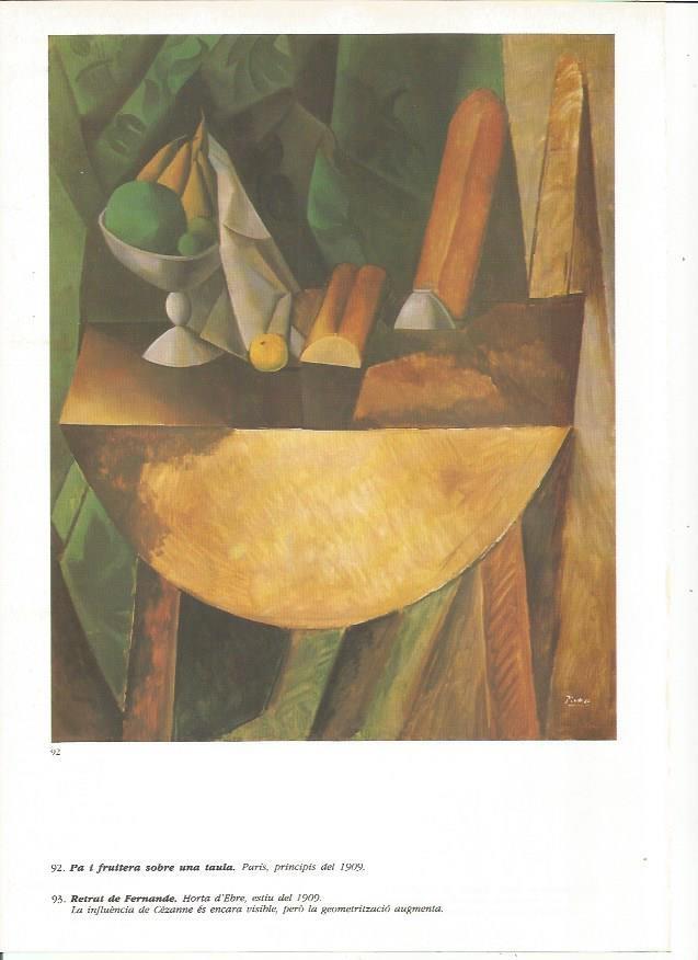 LAMINA 19400: Pan y frutero encima de una mesa