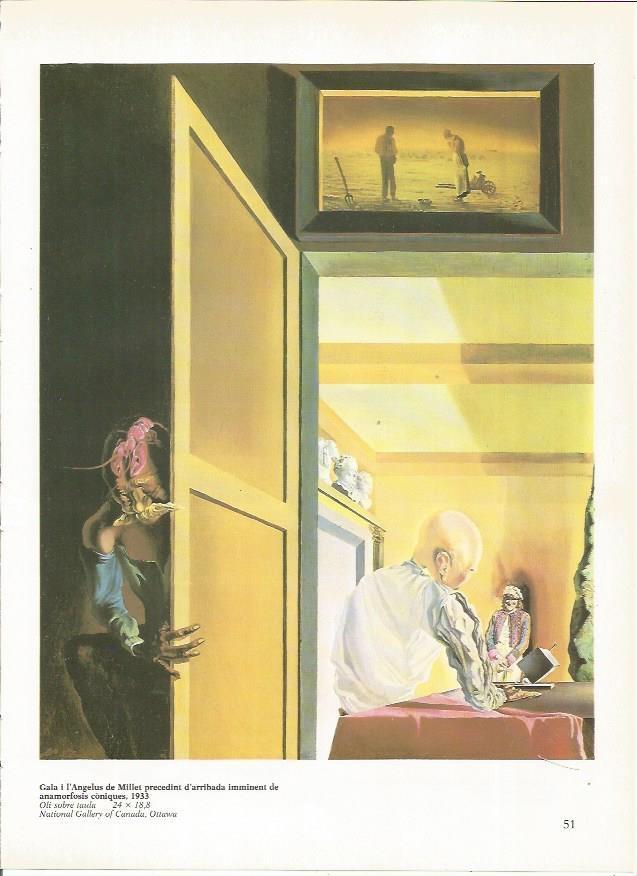 LAMINA 19280: Gala y el Angelus de Millet precediendo la llega inminente de anamorfosis conicas