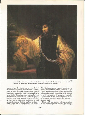 LAMINA 19579: Aristoteles contemplando el busto de Homero, por Rembrandt