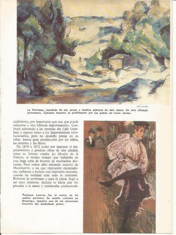 LAMINA 19612: Paisaje provenzal, por Ceszanne y Jeanne au Dancing, por Toulouse-Lautrec