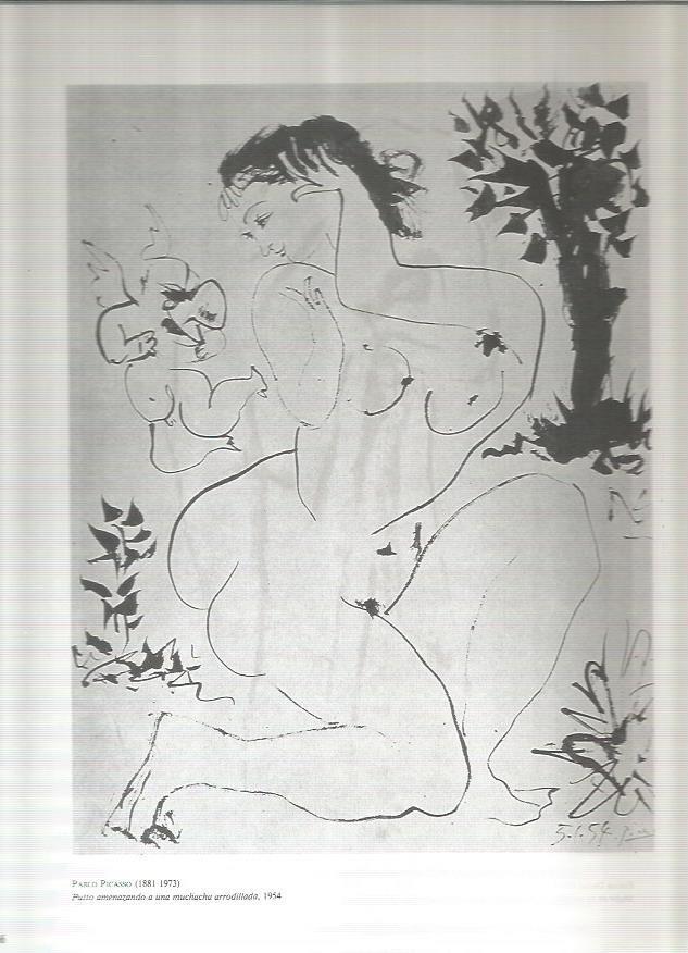 LAMINA 19507: Putto amenazando a una muchacha arrodillada, por Picasso