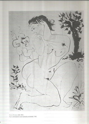LAMINA 19507: Putto amenazando a una muchacha arrodillada, por Picasso