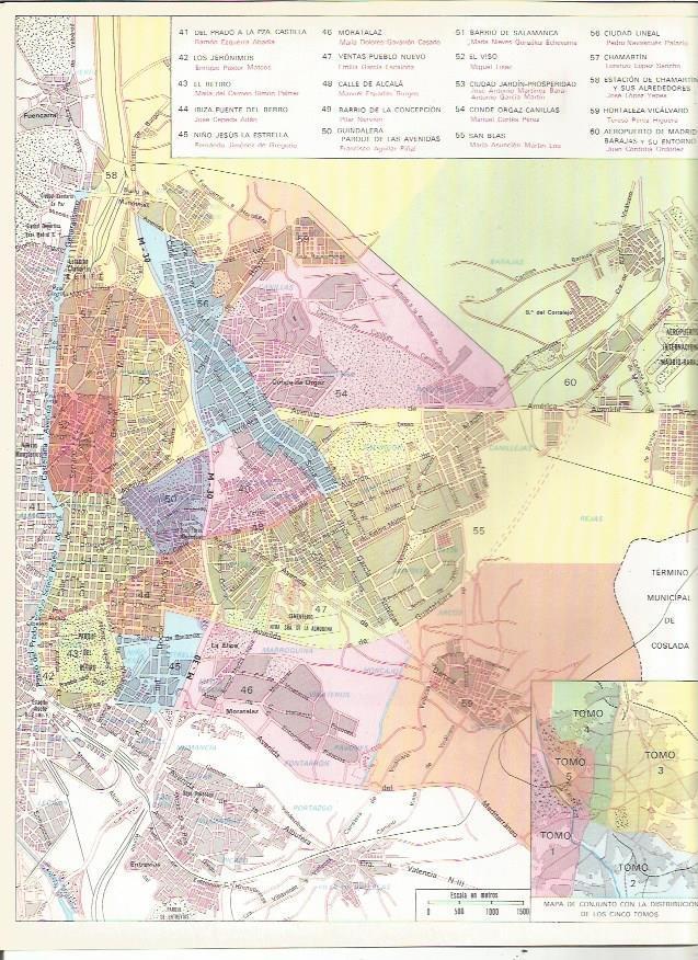 LAMINA 20079: Mapa del conjunto de 5 Tomos de Madrid