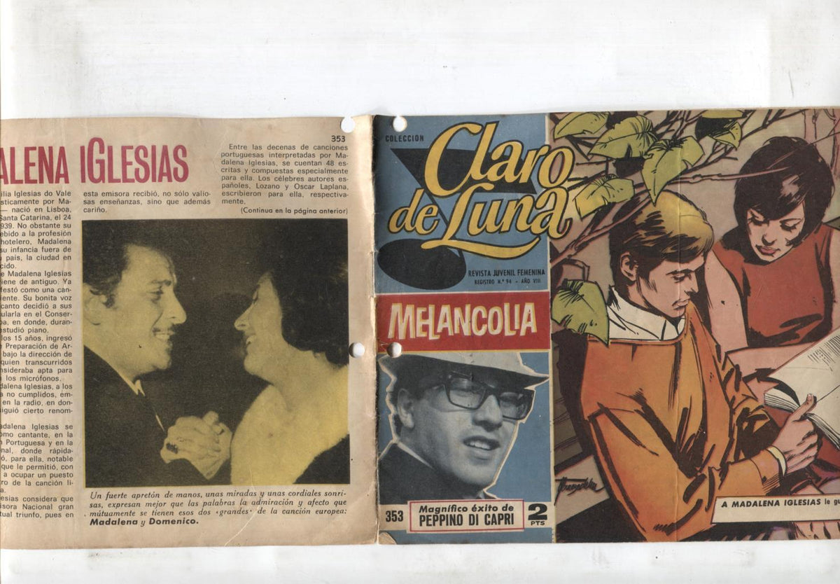 Claro de Luna numero 353; reportaje sobre Madalena Iglesias (numerado 2 en trasera)