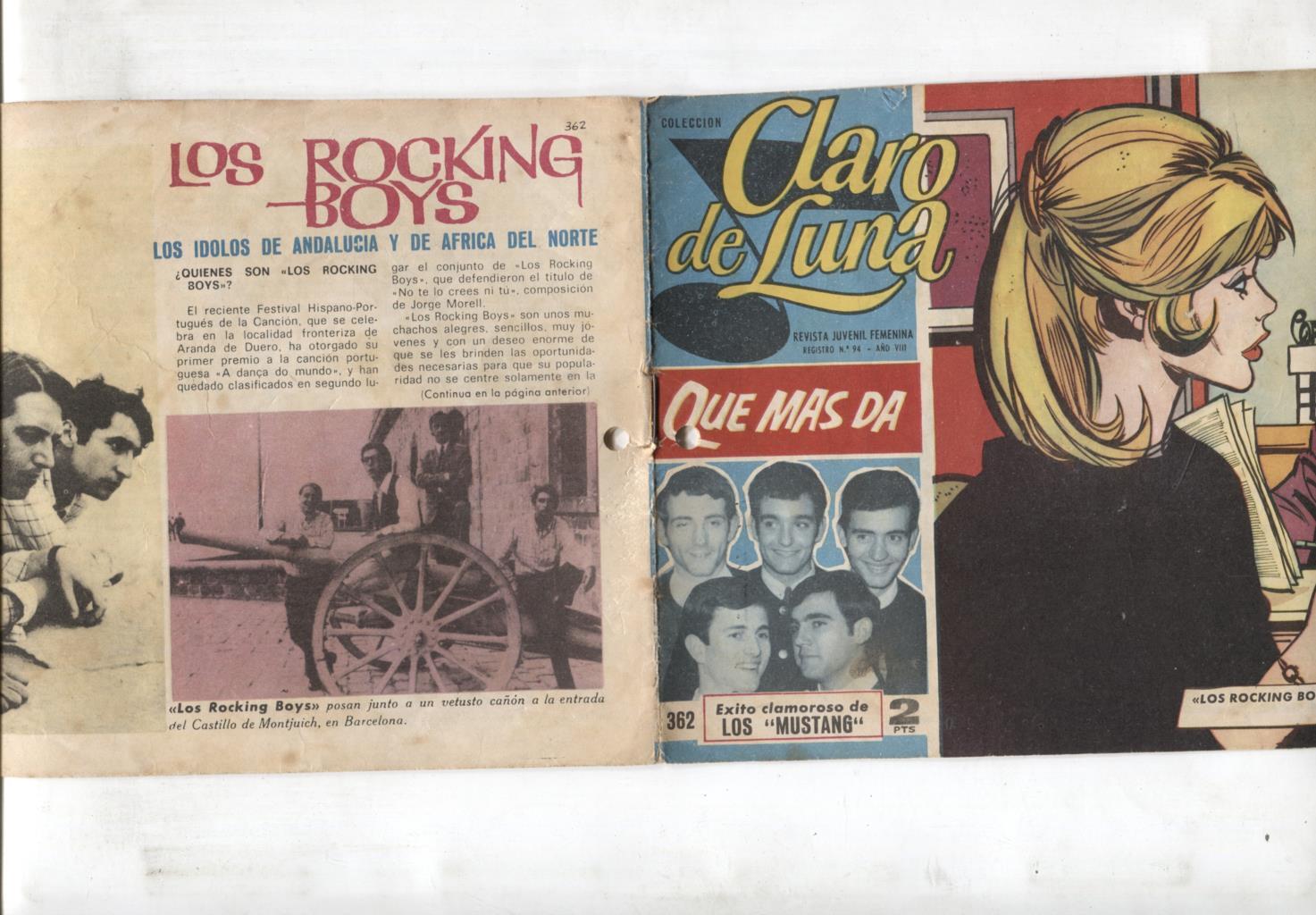 Claro de Luna numero 362: reportaje sobre Los Rocking Boys (numerado 2 en trasera)