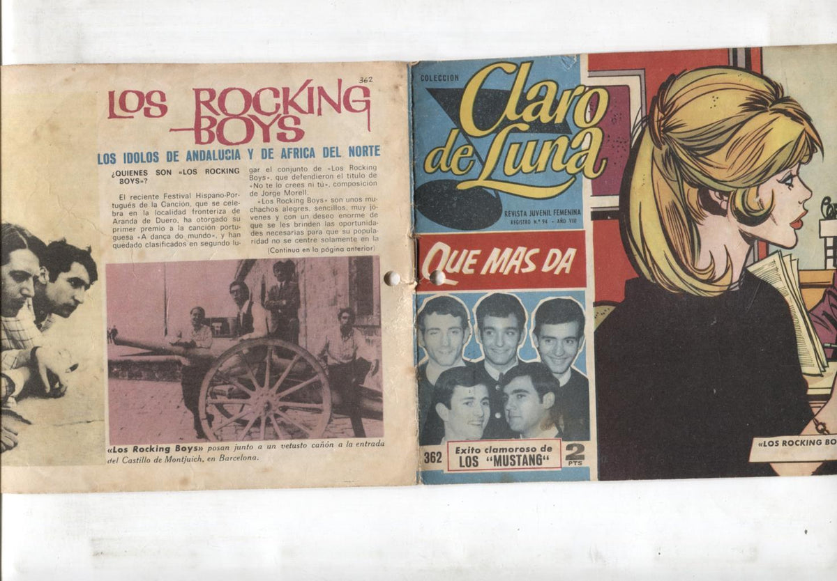 Claro de Luna numero 362: reportaje sobre Los Rocking Boys (numerado 2 en trasera)