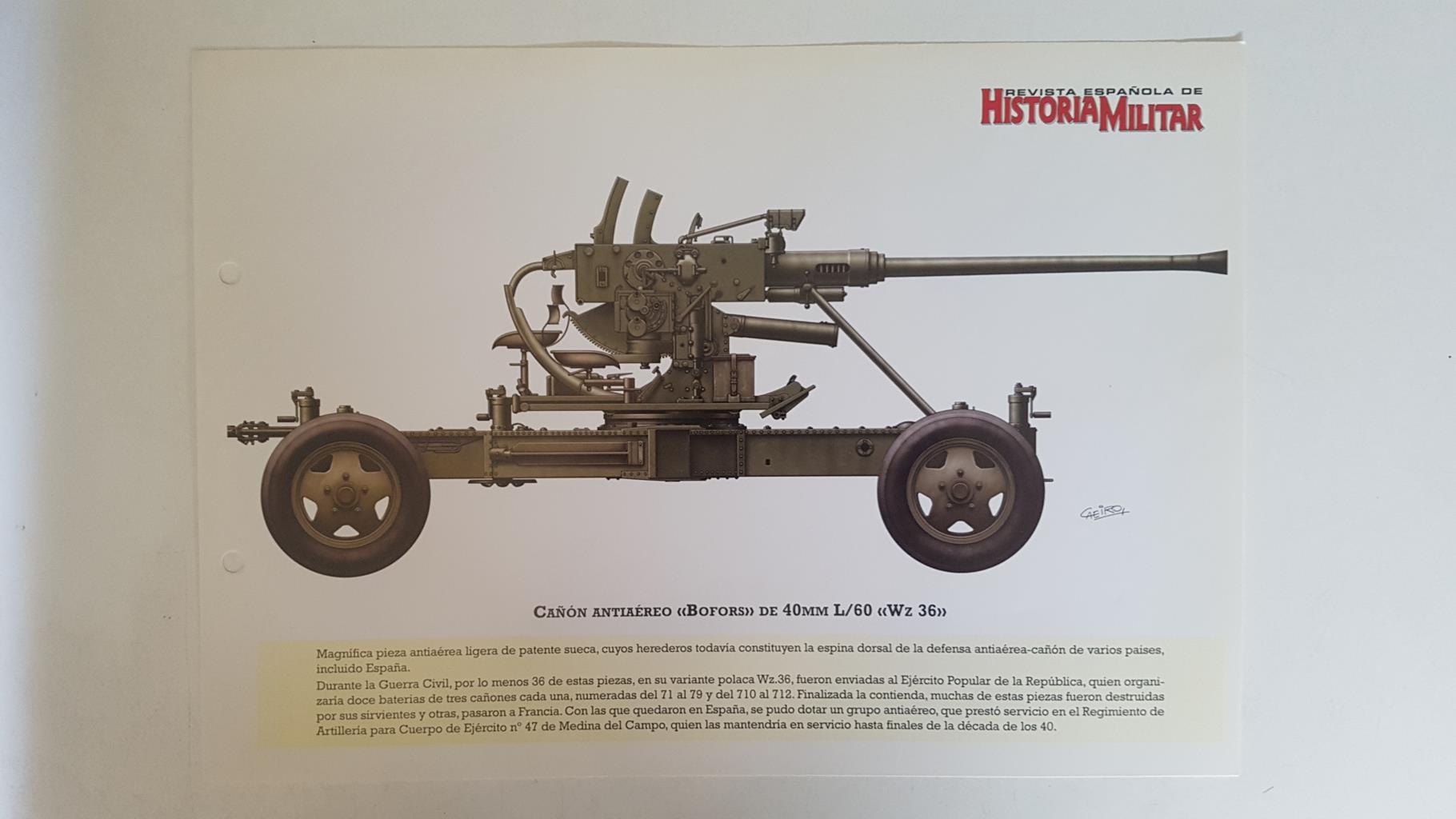 Lamina: Cañon antiaereo Bofors de 40mm L/60 Wz36