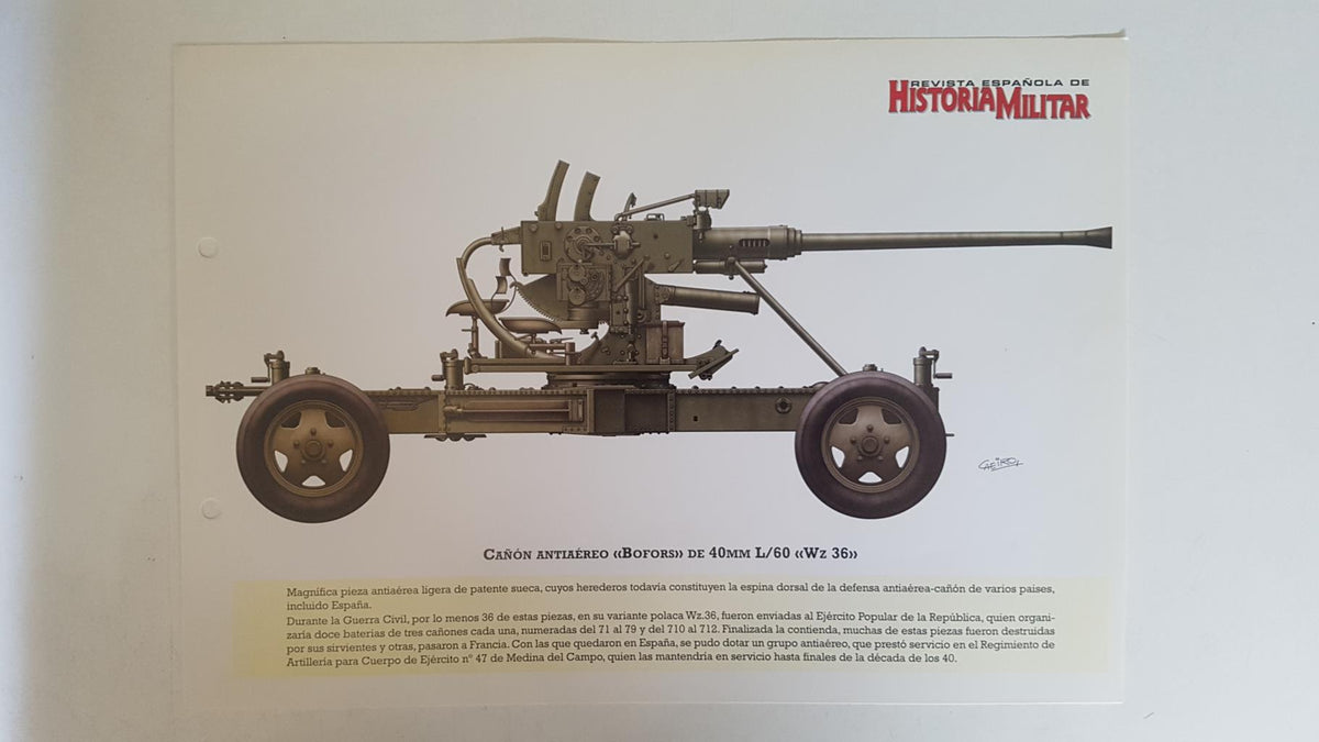 Lamina: Cañon antiaereo Bofors de 40mm L/60 Wz36