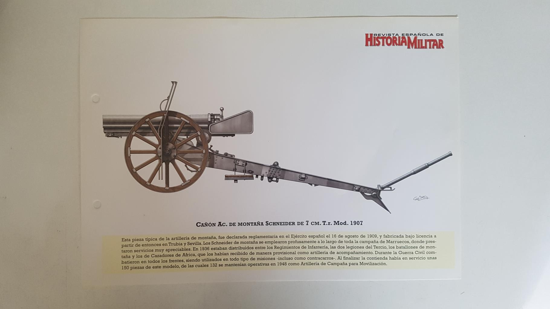 Lamina: Cañon Ac de Montaña Schneider de 7 cm T.R.Mod. 1907