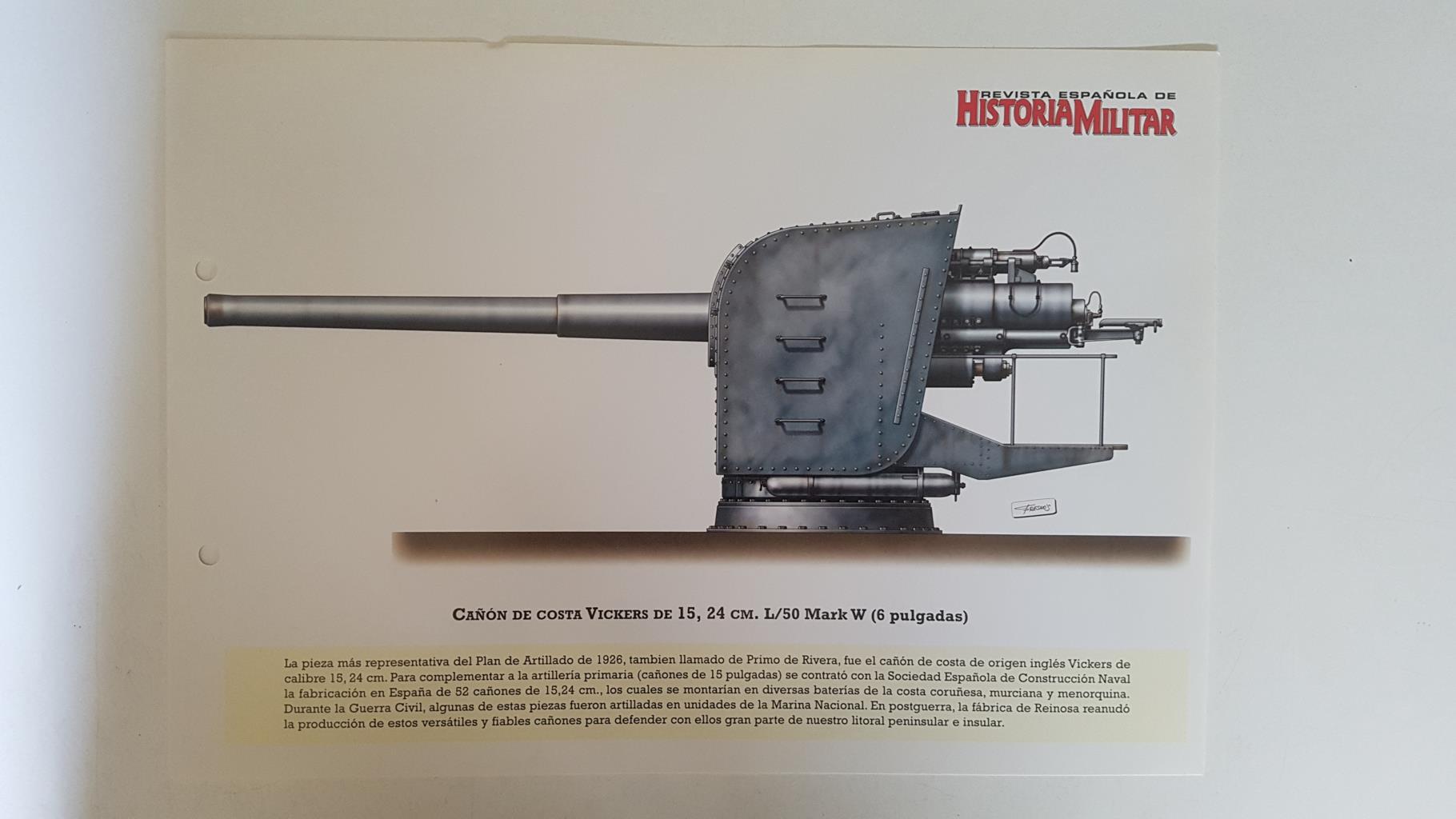 Lamina: Cañon de costa Vickers de 15, 24 cm. L/50 Mark W (6 pulgadas)