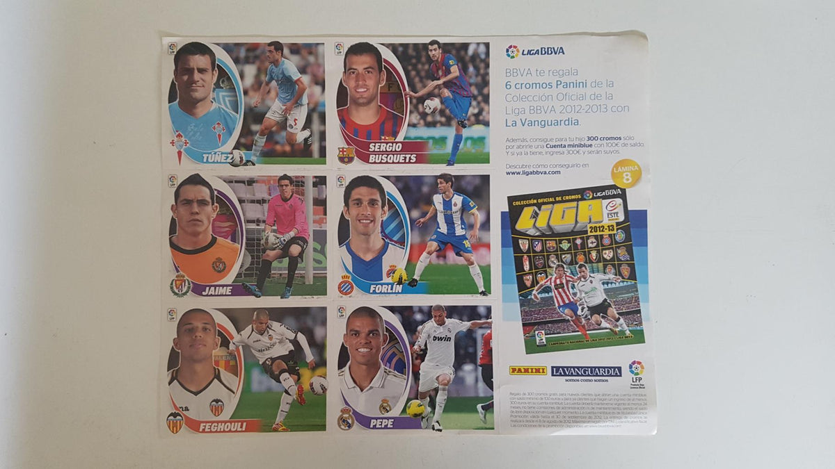 Cromos liga 2012-2013: Busquet, forlin, Feghouli, Jaime, Tuñez y Pepe