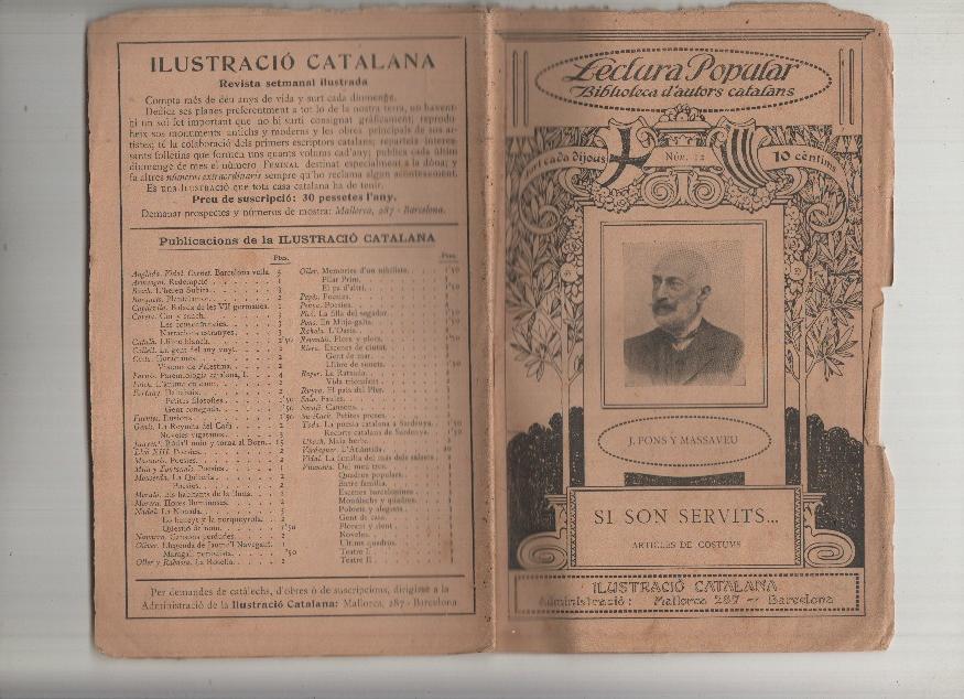 Lectura Popular: Biblioteca d'autors catalans: Si son servits..