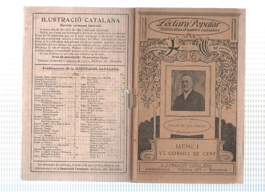 Lectura Popular: Biblioteca d'autors catalans: Jaume I y,l consell de cent
