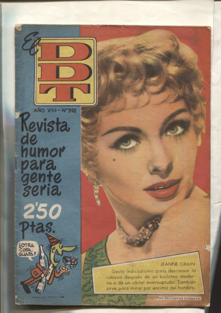 DDT 1ª epoca numero 392: portada Jeanne Crain (aviejado y cello lado lomo)