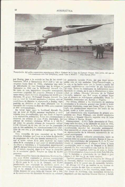 LAMINA ESPASA 35701: Aeronautica. El XB-70 Valkyrie