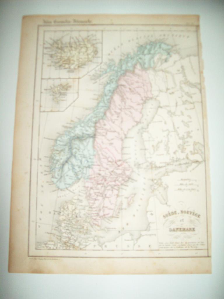 LAMINA 22742: Mapa de Suecia, Noruega y Dinamarca