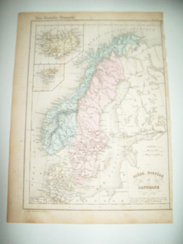 LAMINA 22742: Mapa de Suecia, Noruega y Dinamarca