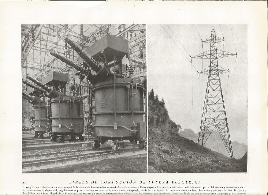 LAMINA 22888: Lineas de electricidad en Suiza y en España