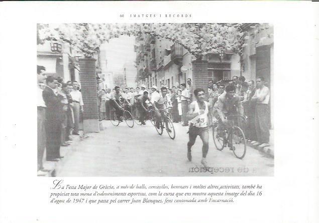 LAMINA 23751: Carrera de bicicletas en calle Joan Blanques, año 1947