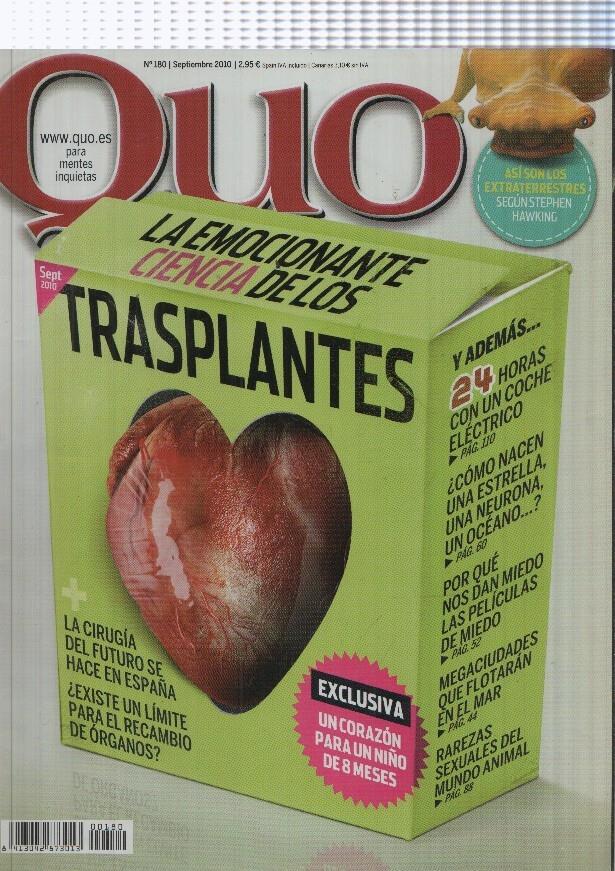 Quo numero 180, septiembre 2010: Trasplantes- La cirujia del futuro se hace en