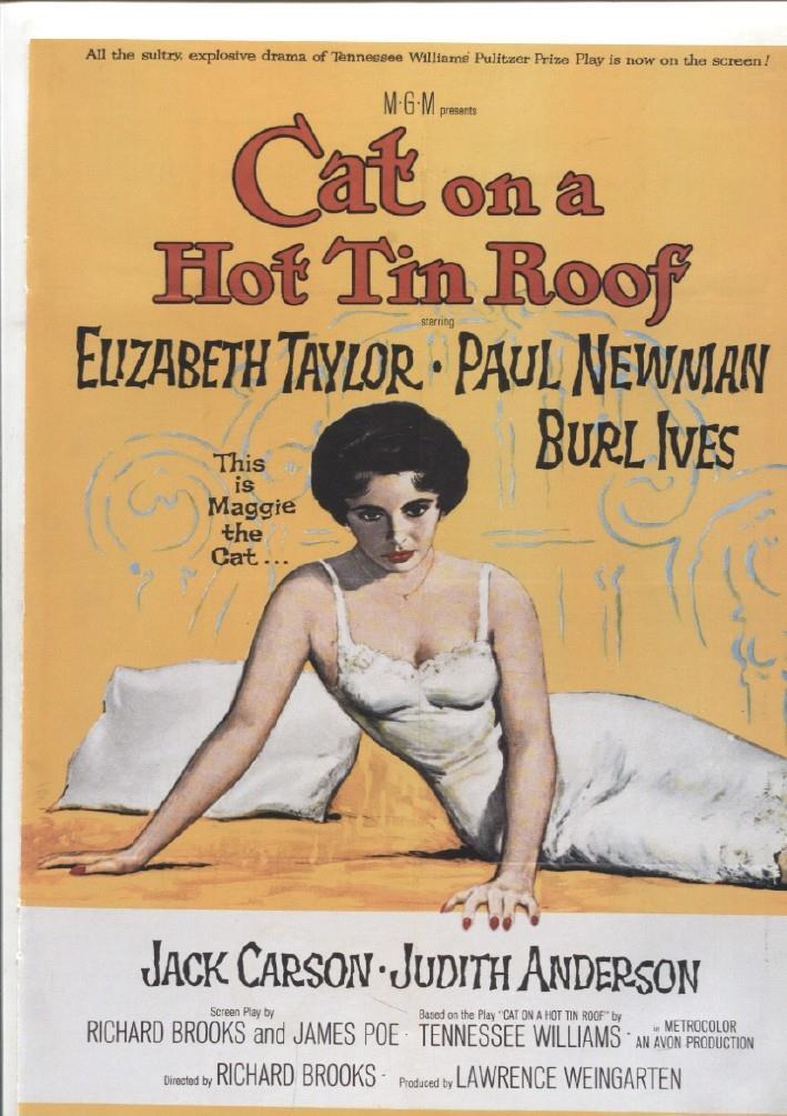 Caratula cine: La gata sobre el tejado de zinc (Cat on a Hot Tin Roof)