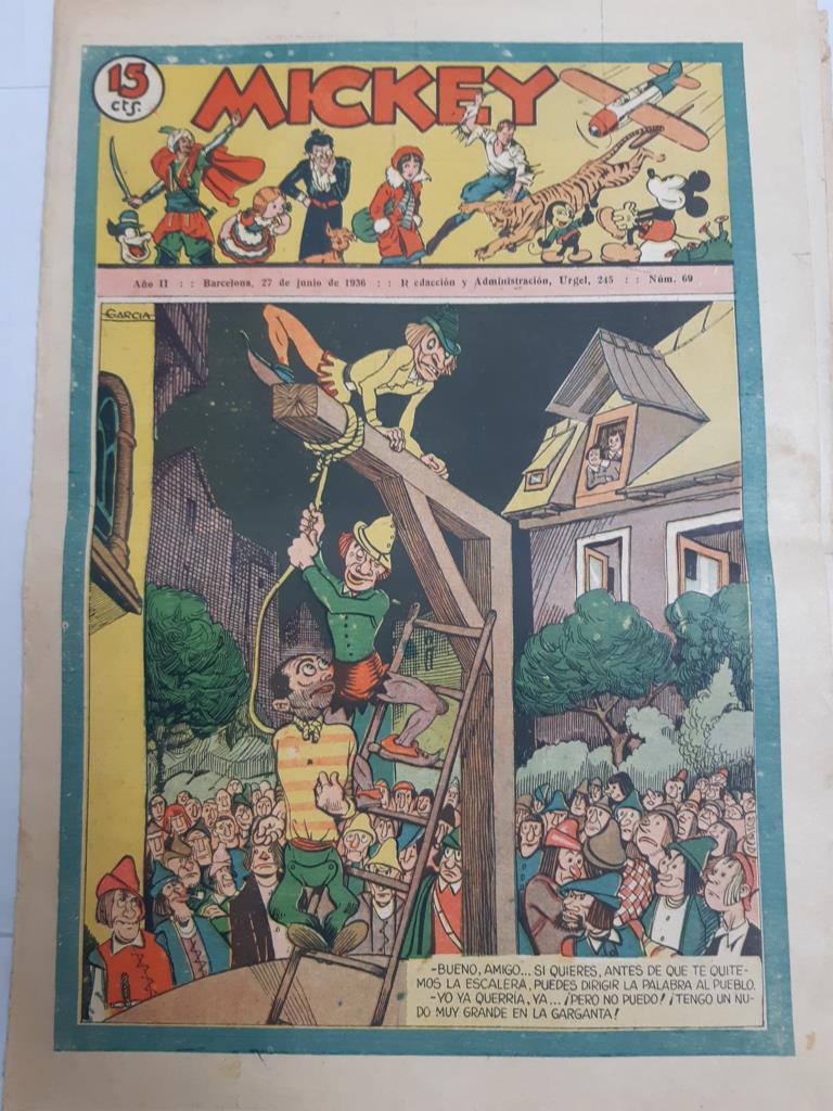 Mickey revista infantil ilustrada numero 069 (1936), falta el pliego central pagina 7 al 10