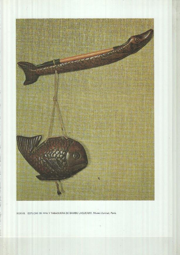 Japon el imperio del sol naciente lamina 38: Estuche de pipa y tabaquera de Bambu laqueado