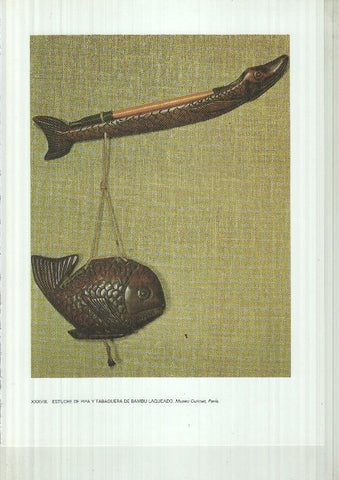 Japon el imperio del sol naciente lamina 38: Estuche de pipa y tabaquera de Bambu laqueado