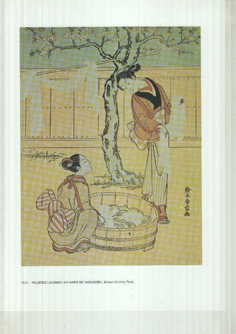 Japon el imperio del sol naciente lamina 46: Mujeres lavando, estampa de Harunobu