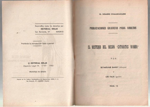 Dolar: Heroes modernos 2a epoca numero 13: El Hombre Enmascarado: El misterio del meson Cataratas Wamba