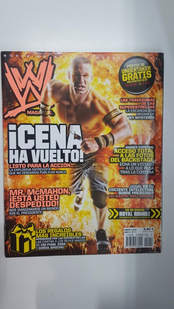 Revista lucha libre: WWE Magazine año II num 11, enero 2009 . Poster de Undertaker gratis con efectos 3D de magic eye 
