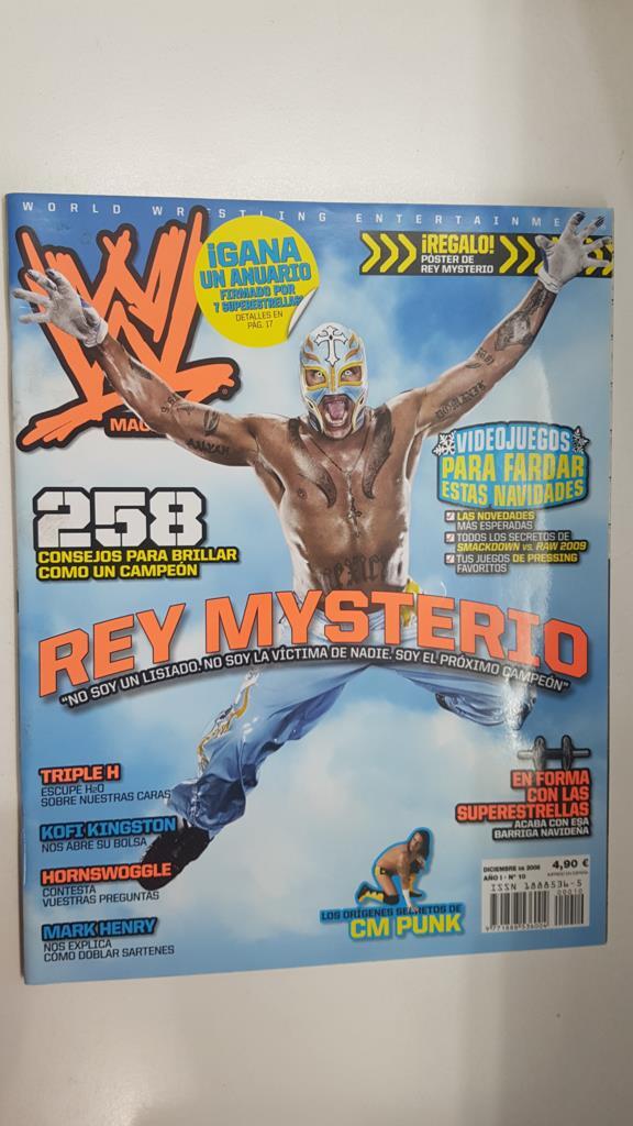 Revista lucha libre: WWE Magazine año I num 10, dic 2008 . Poster de regalo de Rey Misterio